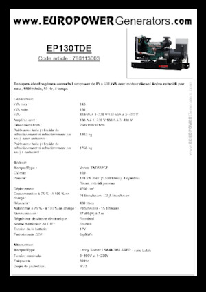 Дизельні генератори Europower EP130TDE (LS)