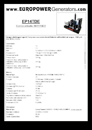 Дизельні генератори Europower EP14TDE (LS)