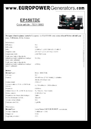 Дизельні генератори Europower EP150TDE (LS)
