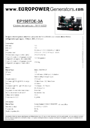 Дизельні генератори Europower EP150TDE-3A (LS)