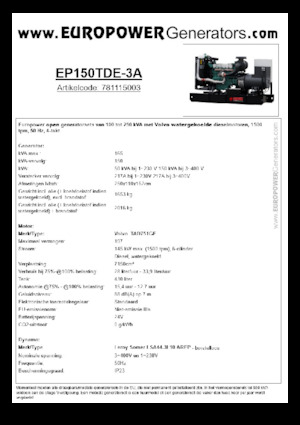 Дизельні генератори Europower EP150TDE-3A (LS)
