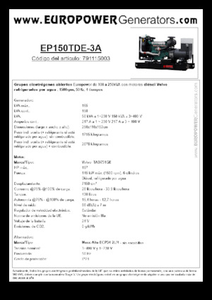 Дизельні генератори Europower EP150TDE-3A (MA)