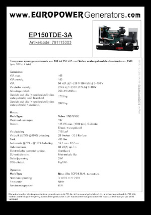 Дизельні генератори Europower EP150TDE-3A (MA)