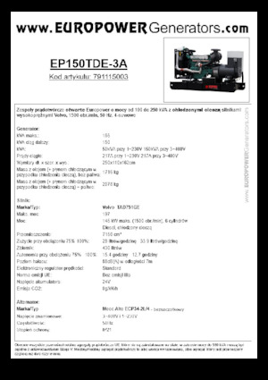 Дизельні генератори Europower EP150TDE-3A (MA)