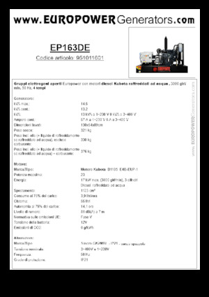 Дизельні генератори Europower EP163DE (S)