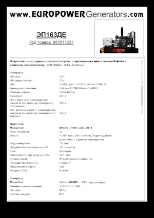 Дизельні генератори Europower EP163DE (S)