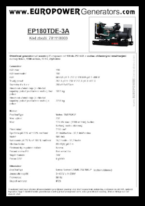 Дизельні генератори Europower EP180TDE-3A (LS)