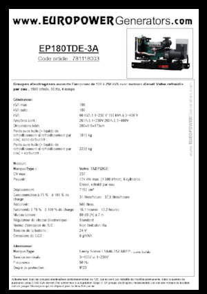 Дизельні генератори Europower EP180TDE-3A (LS)