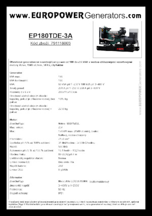 Дизельні генератори Europower EP180TDE-3A (MA)