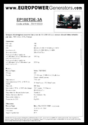 Дизельні генератори Europower EP180TDE-3A (MA)