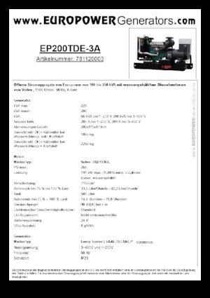 Дизельні генератори Europower EP200TDE-3A (LS)