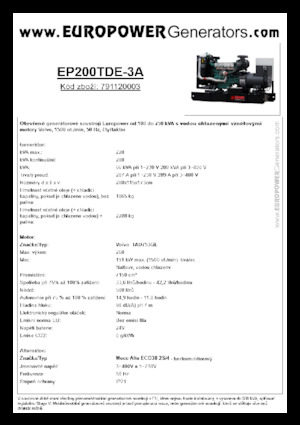 Дизельні генератори Europower EP200TDE-3A (MA)