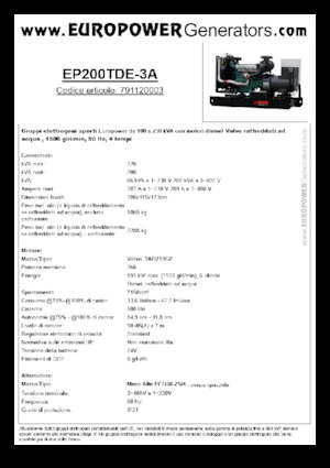 Дизельні генератори Europower EP200TDE-3A (MA)