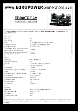 Дизельні генератори Europower EP200TDE-3A (MA)