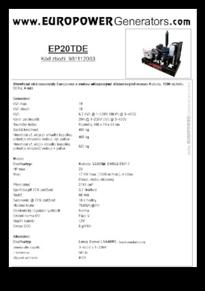 Дизельні генератори Europower EP20TDE (LS)