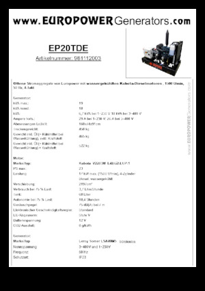 Дизельні генератори Europower EP20TDE (LS)