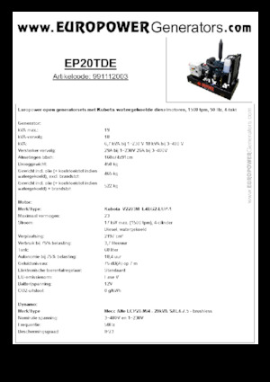 Дизельні генератори Europower EP20TDE (MA)