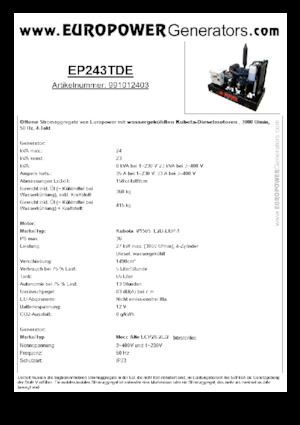Дизельні генератори Europower EP243TDE (MA)