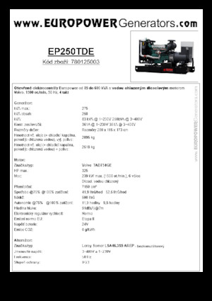 Дизельні генератори Europower EP250TDE (LS)