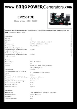 Дизельні генератори Europower EP250TDE (LS)