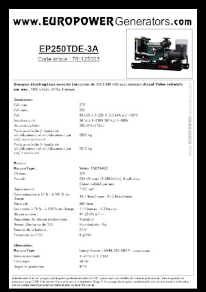 Дизельні генератори Europower EP250TDE-3A (LS)