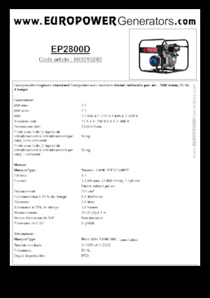 Дизельні генератори Europower EP2800D (MA)