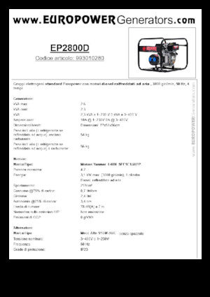 Дизельні генератори Europower EP2800D (MA)