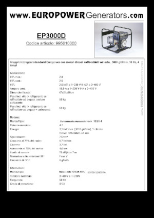 Дизельні генератори Europower EP3000D (MA)