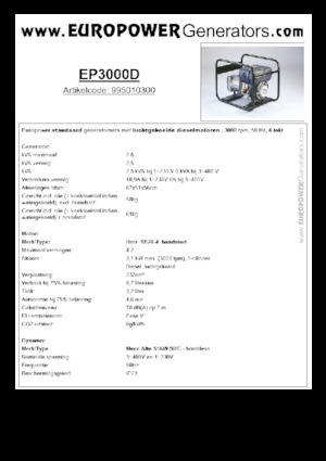 Дизельні генератори Europower EP3000D (MA)
