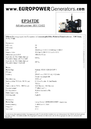 Дизельні генератори Europower EP34TDE (LS)