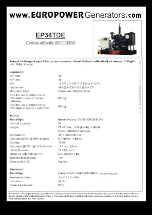 Дизельні генератори Europower EP34TDE (LS)