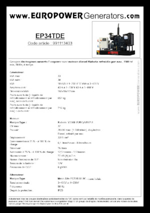 Дизельні генератори Europower EP34TDE (MA)