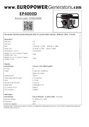 Дизельні генератори Europower EP4000D (S)