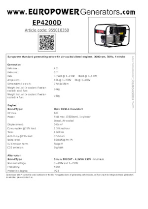 Дизельні генератори Europower EP4200D (S)
