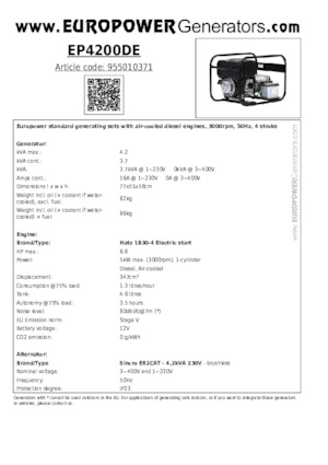 Дизельні генератори Europower EP4200DE (S)