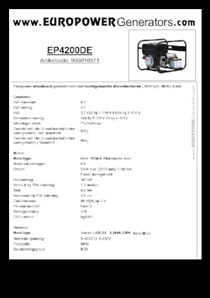 Дизельні генератори Europower EP4200DE (S)