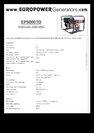 Дизельні генератори Europower EP5000TD (S)