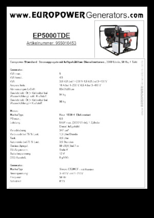 Дизельні генератори Europower EP5000TDE (S)
