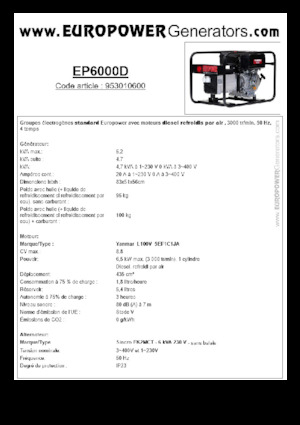 Дизельні генератори Europower EP6000D (S)