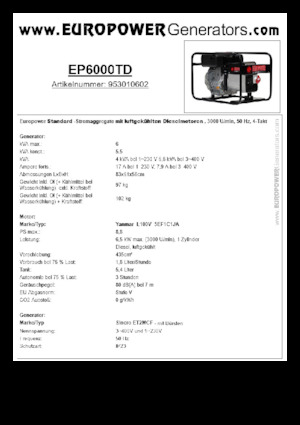 Дизельні генератори Europower EP6000TD (S)