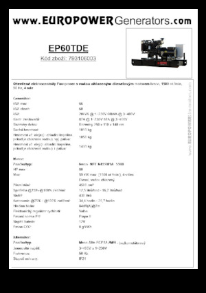 Дизельні генератори Europower EP60TDE (MA)