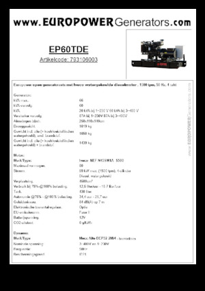 Дизельні генератори Europower EP60TDE (MA)