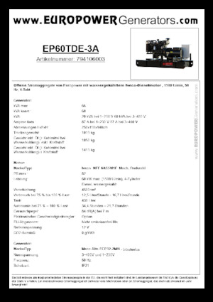Дизельні генератори Europower EP60TDE-3A (MA)