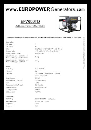 Дизельні генератори Europower EP7000TD (S)