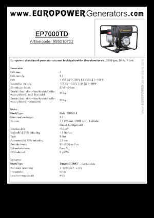 Дизельні генератори Europower EP7000TD (S)