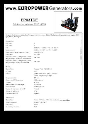 Дизельні генератори Europower EP83TDE (S)