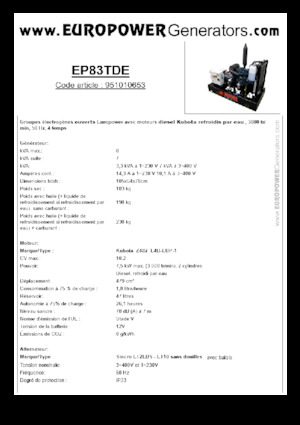 Дизельні генератори Europower EP83TDE (S)