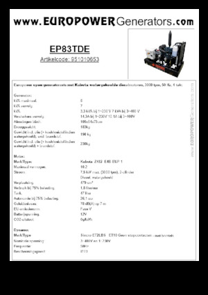 Дизельні генератори Europower EP83TDE (S)