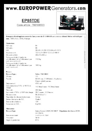 Дизельні генератори Europower EP85TDE (LS)