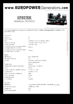 Дизельні генератори Europower EP85TDE (LS)
